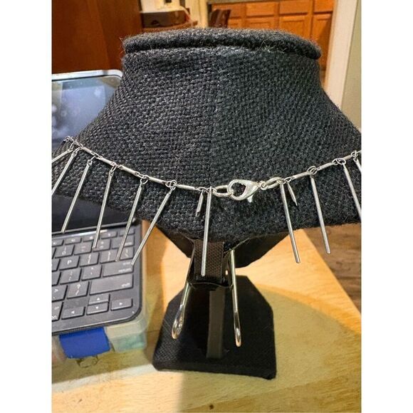 Necklace, Matte Silver Chain with Dangles, NEW, 20”, Handmade - Picture 3 of 3